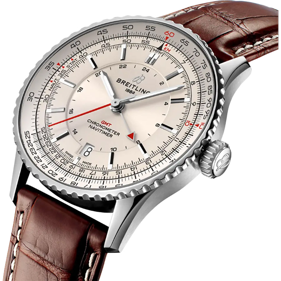 Breitling Navitimer Automatic GMT 41 Silver Dial Men's Watch A32310211G1P1