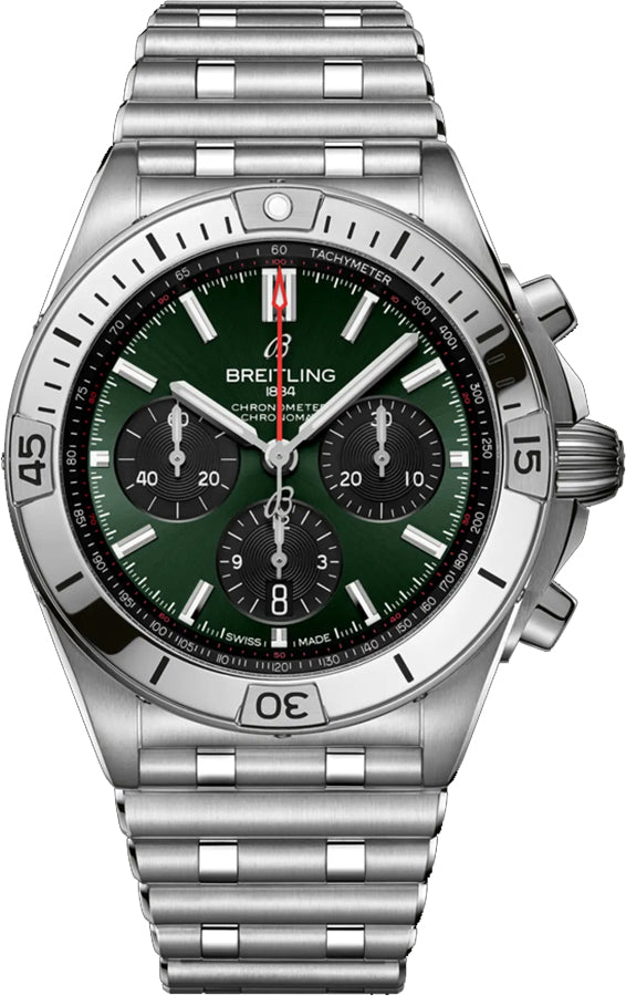 Breitling Chronomat B01 42 Chronograph Green Dial Men's Watch AB0134101L2A1