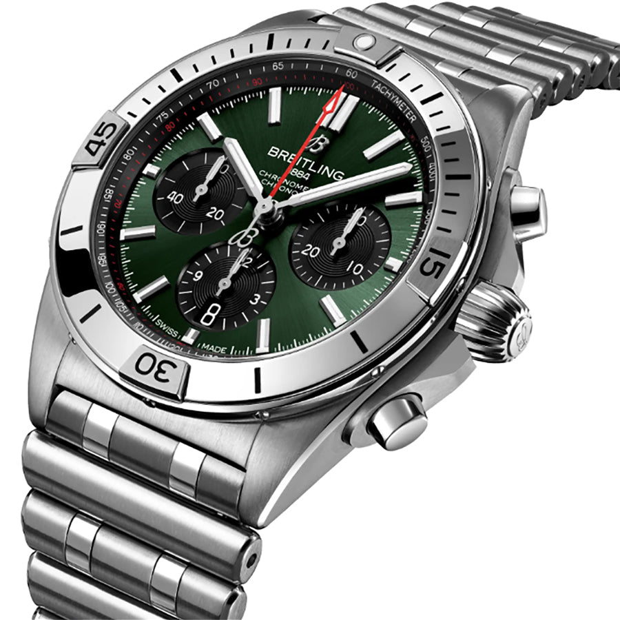 Breitling Chronomat B01 42 Chronograph Green Dial Men's Watch AB0134101L2A1