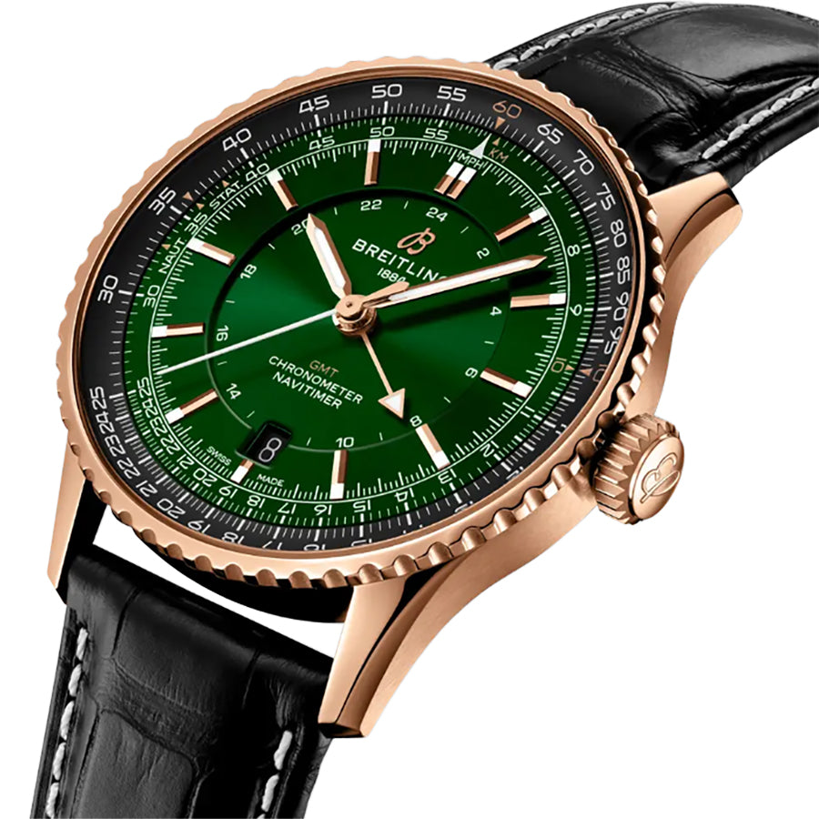 Breitling Navitimer Automatic GMT 41 18k Rose Gold Men's Watch R32310251L1P1