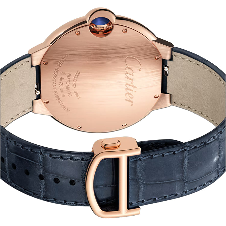 Cartier Ballon Bleu Blue Dial 18k Rose Gold 42mm Men's Watch WGBB0036