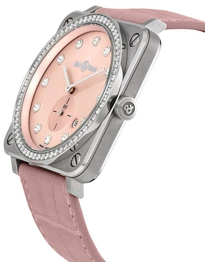 Bell & Ross Instruments Pink Dial Diamond 39mm Women's Watch BRS-PK-ST-LGD/SCR