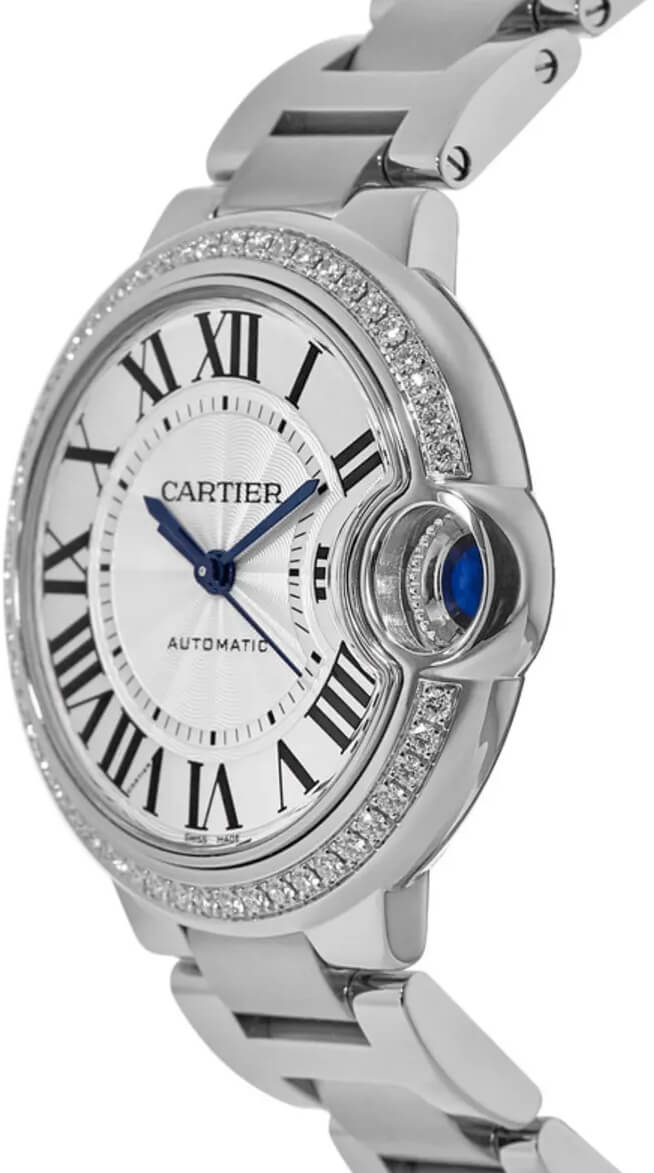Cartier Ballon Bleu 33mm Steel Diamonds Women's Watch W4BB0023