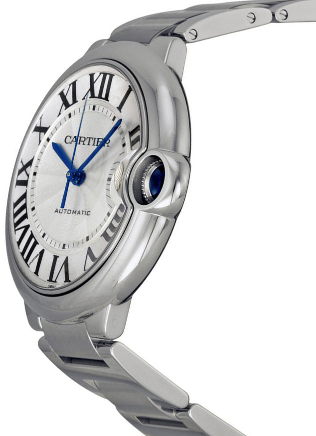 Cartier Ballon Bleu 42 Guilloche Silver Dial Men's Dress Watch W69012Z4