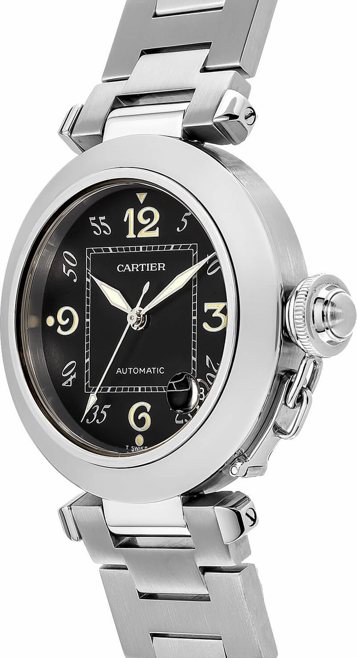 Cartier Pasha Black Dial Steel Luxury Watch W31043M7