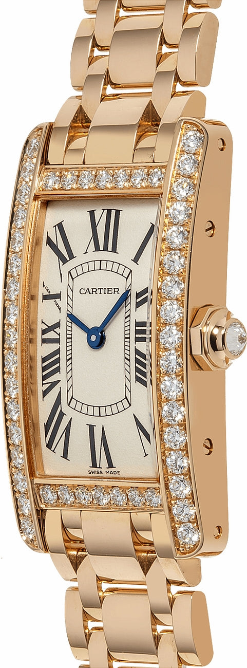 Cartier Tank Americaine Solid 18k Rose Gold Women's Watch WB7079M5