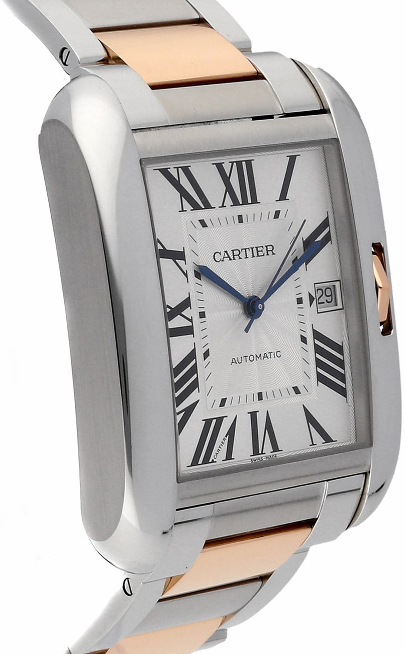 Cartier Tank Anglaise Solid 18k Rose Gold & Steel Luxury Watch W5310006
