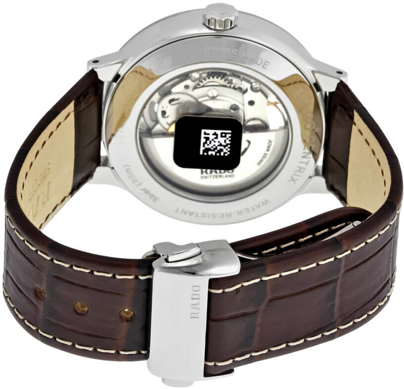 Rado Centrix Automatic Silver Skeleton Dial Brown Leather Men's Watch R30179105
