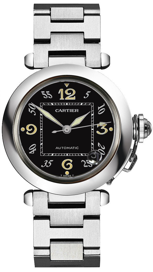 Cartier Pasha Black Dial Steel Luxury Watch W31043M7
