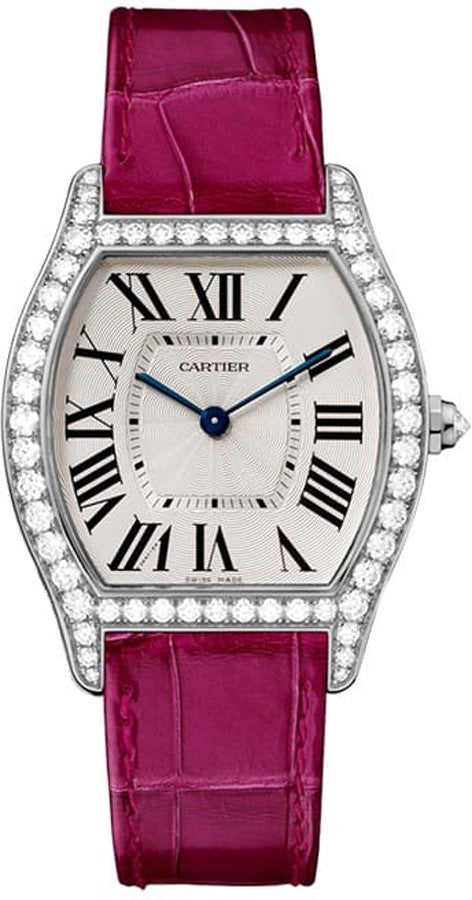 Cartier Tortue 18k White Gold Diamond Bezel Women's Watch WA501009