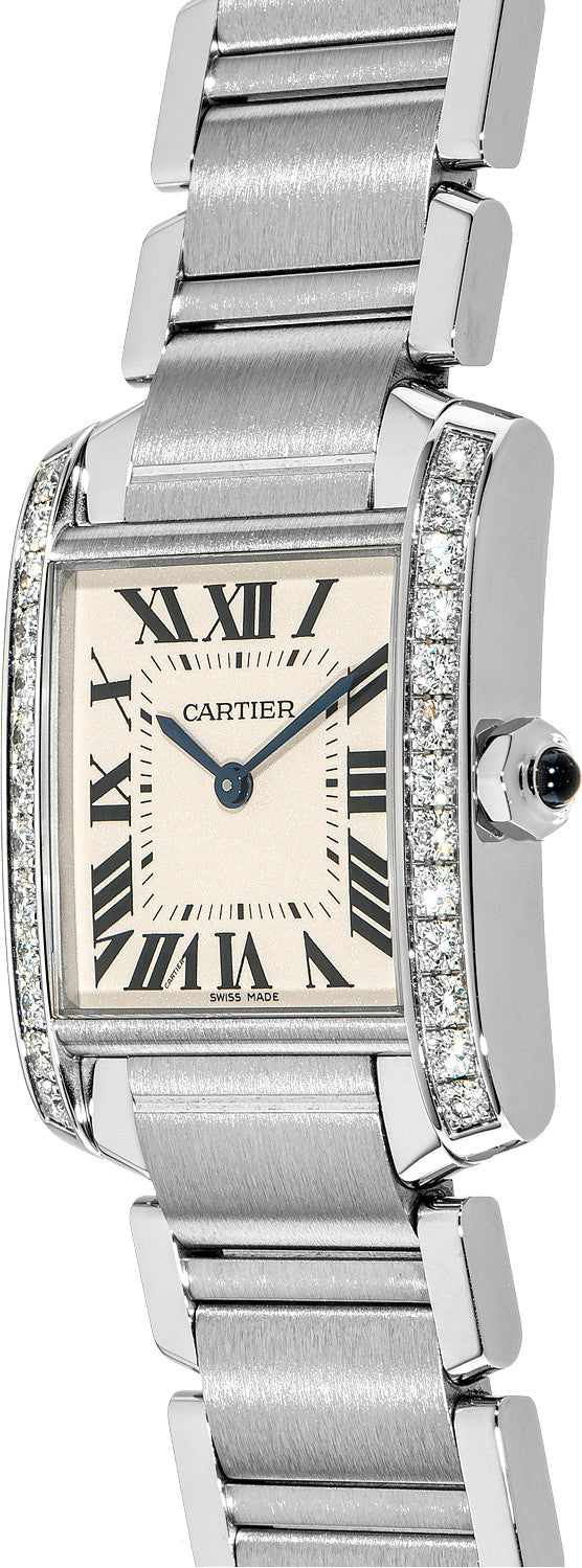 Cartier Tank Francaise Diamond Stainless Steel Women's Watch W4TA0009