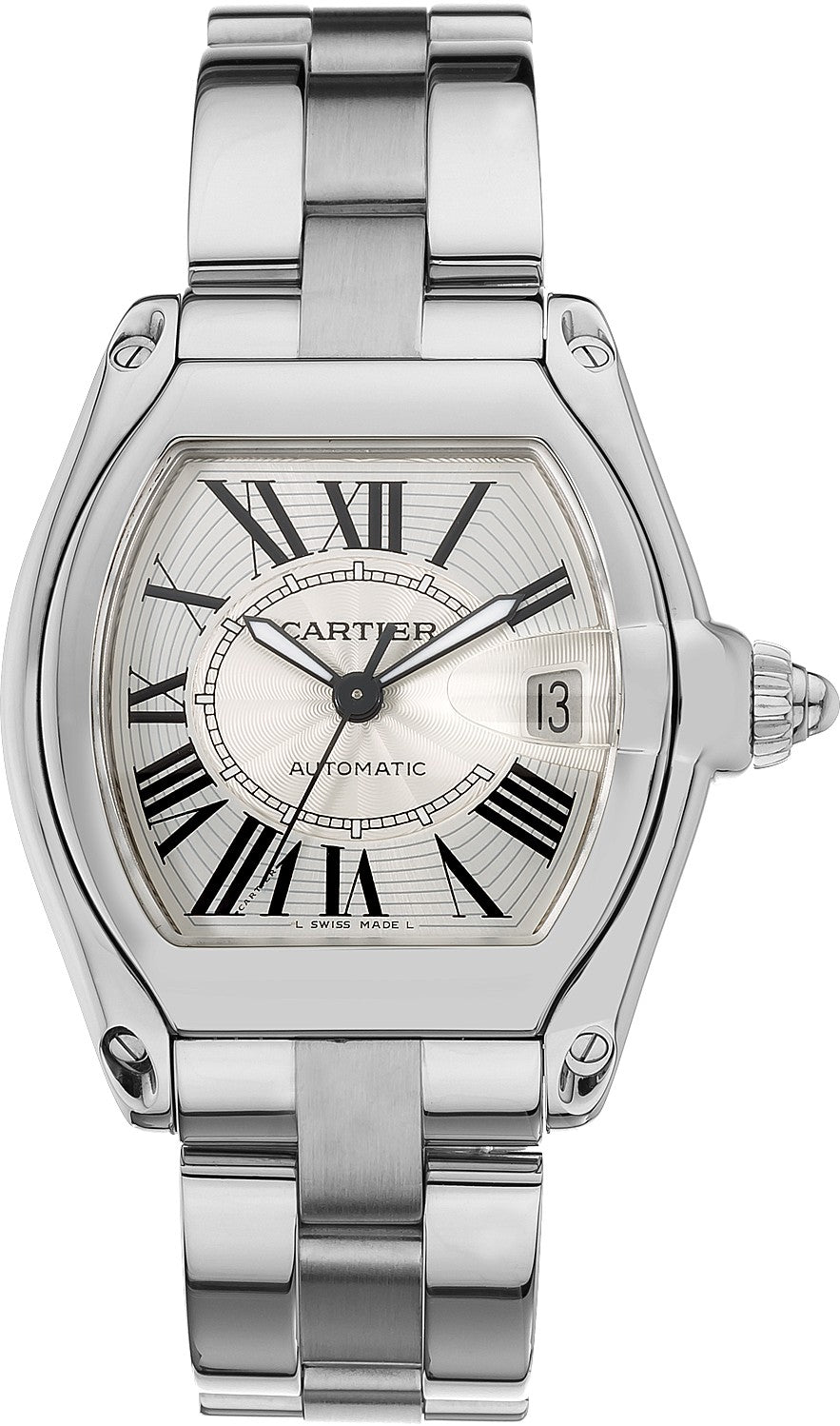 Cartier Roadster Sunray Silver Dial Stainless Men's Watch W62025V3