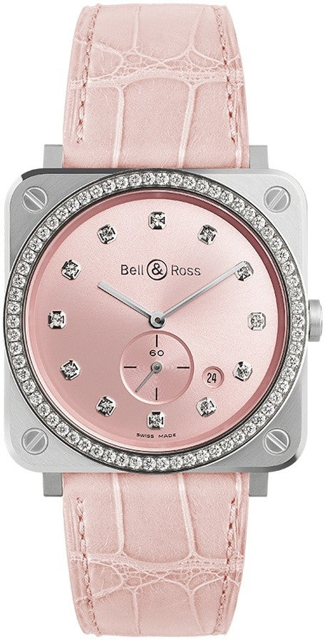 Bell & Ross Instruments Pink Dial Diamond 39mm Women's Watch BRS-PK-ST-LGD/SCR