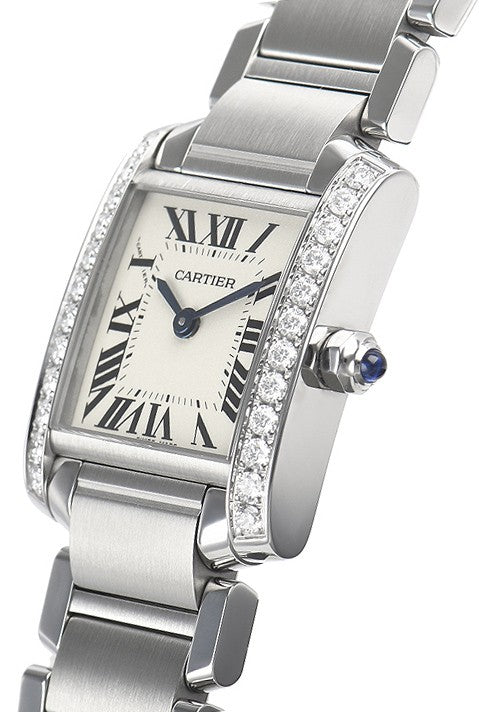 Cartier Tank Francaise Diamond Stainless Steel Women's Watch W4TA0008