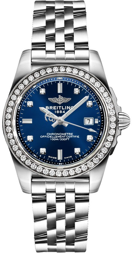 Breitling Galactic 32 Sleek Edition Blue Dial Diamond Watch A7133053/C966-792A