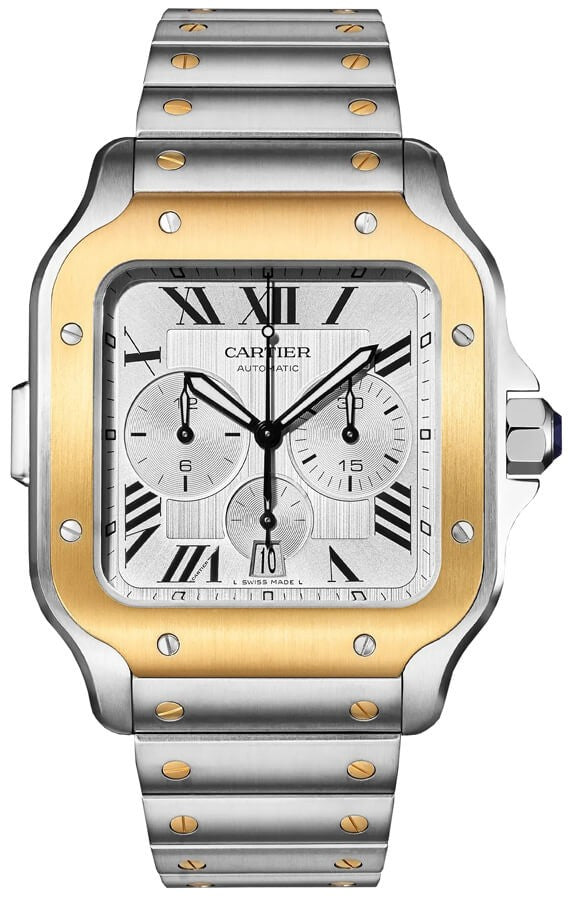 Cartier Santos De Cartier Chronograph Gold & Steel Men's Watch W2SA0008
